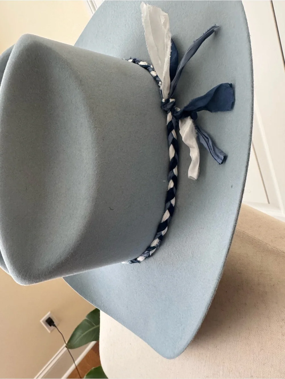 Teressa Foglia Aly Powder Blue Cowgirl Hat with Braided Band (40X)- Never Worn!
